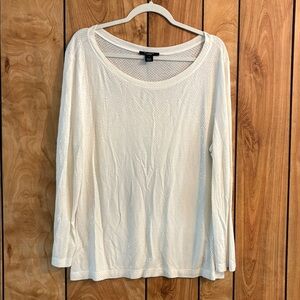ST John Caviar White Sparkle Long Sleeve Top Size M Blouse